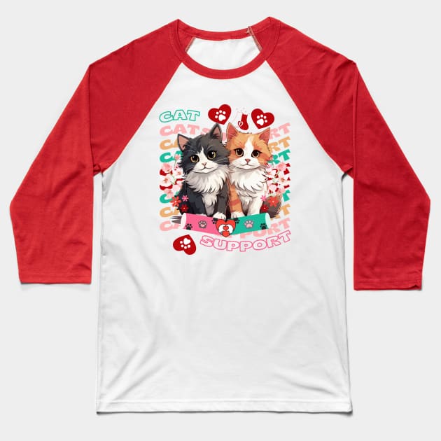 Cat Spirit Support Baseball T-Shirt by VicetTees